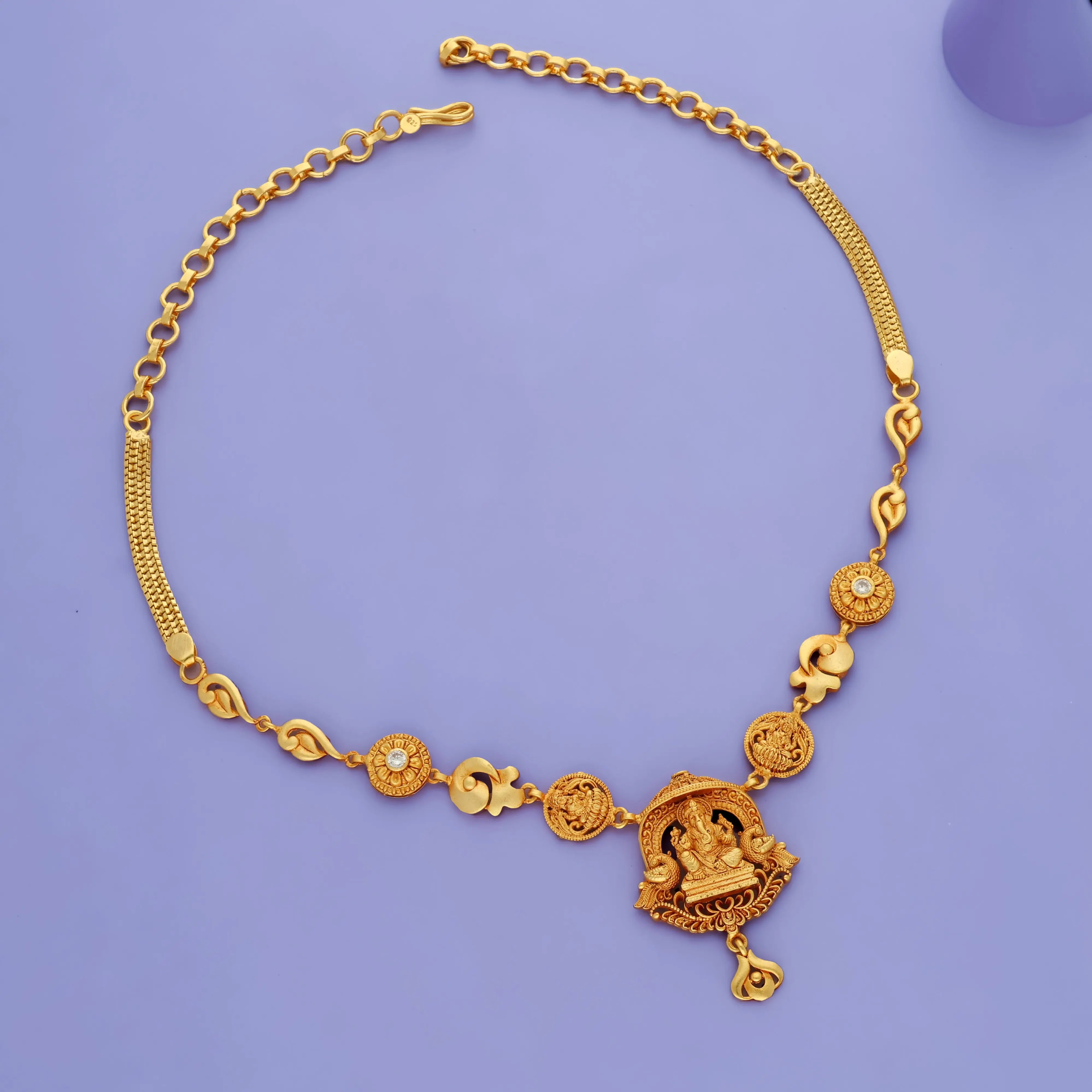 925 Silver Divine Ganesha Temple Necklace