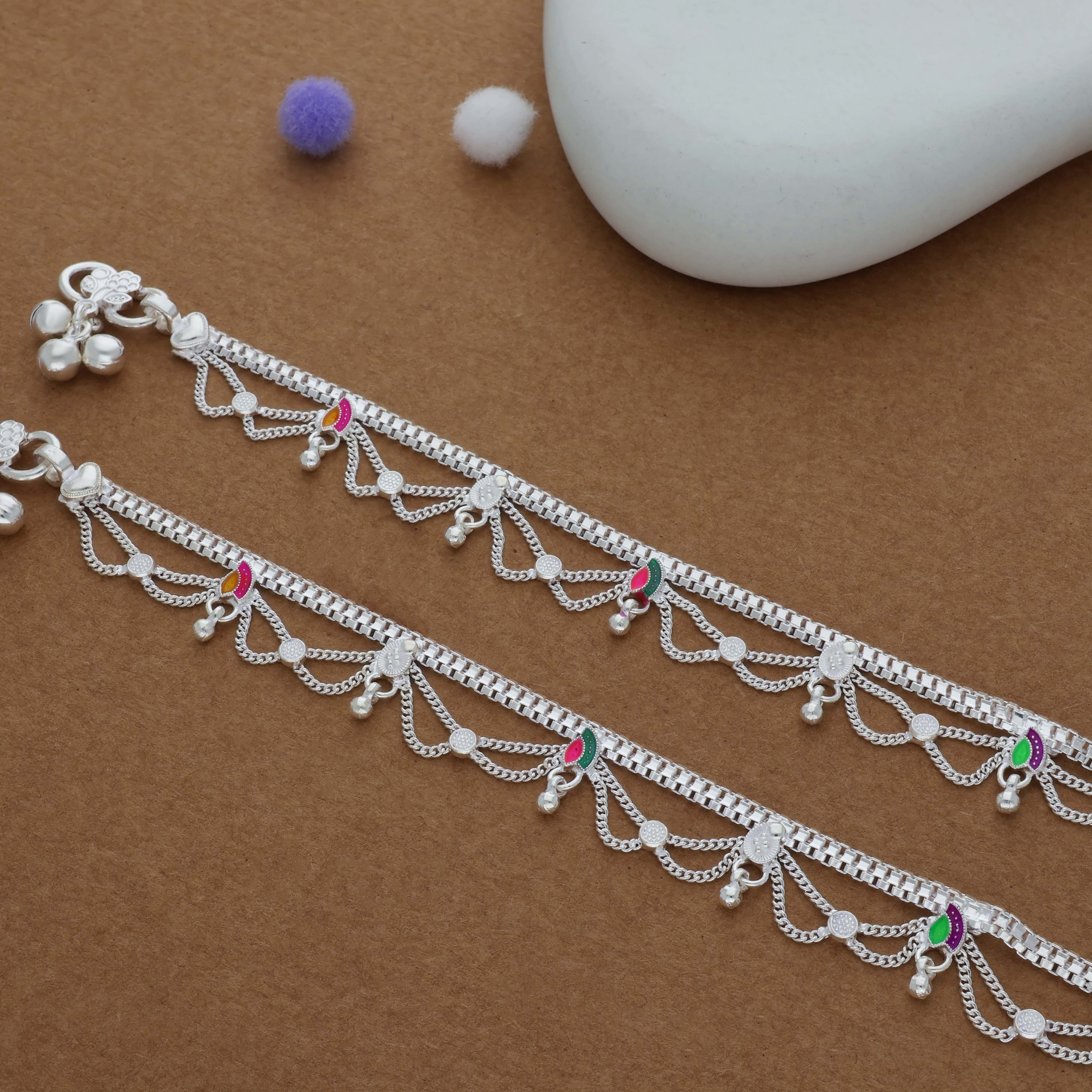 Butterfly Chain Traditional 925 Silver Kid Anklet(3-4 Yrs)