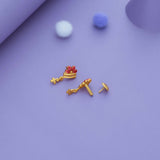 Red Flora Glow Gold Polish 925 Silver Drop Earring