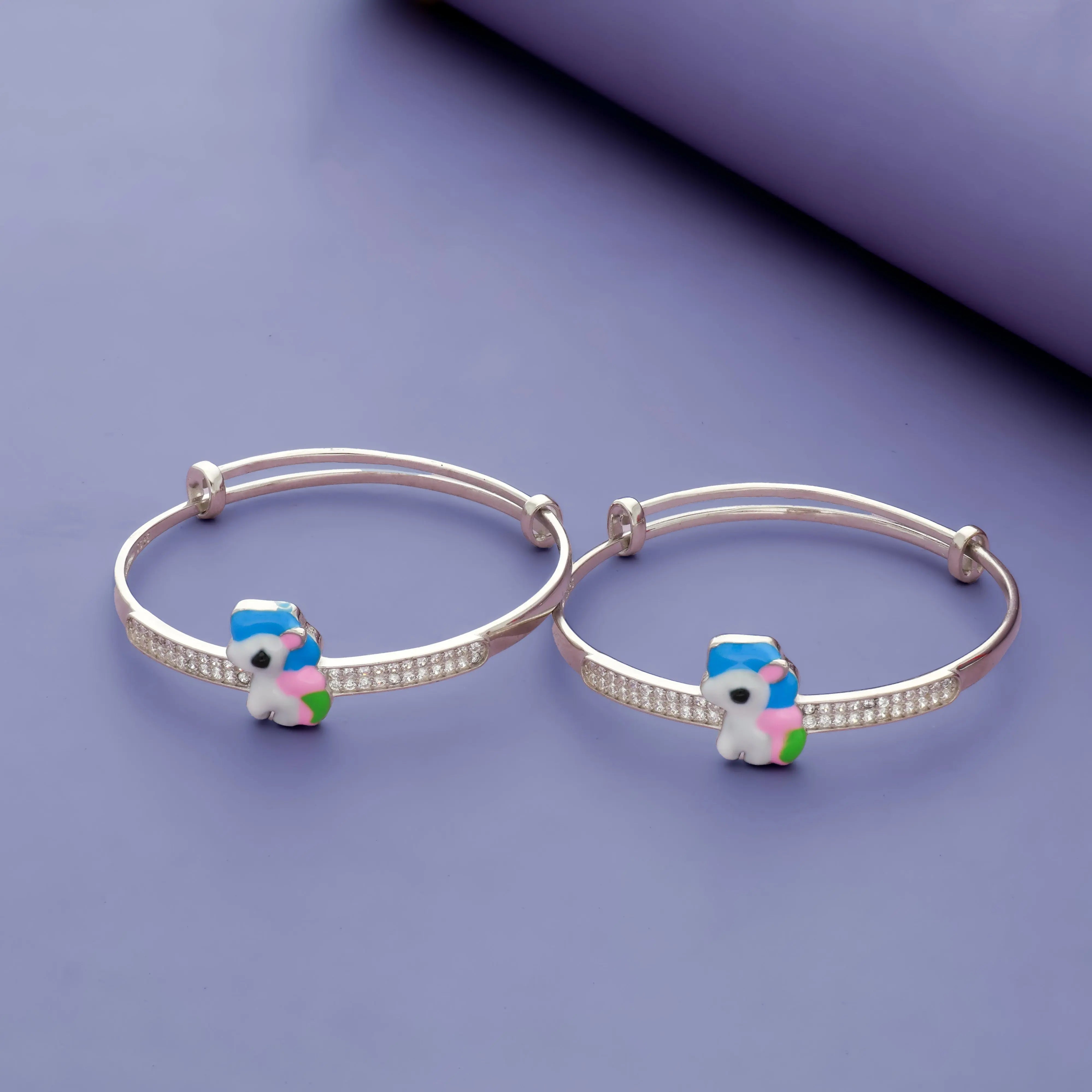 Magical Unicorn Sparkle 925 Silver Kids Bangles (0-5 Yrs)