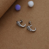 Sparkle Frame 925 Silver J Type Earring