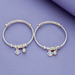 925 Silver Pink & Blue Clover Charm Kid Bangles