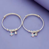 925 Silver Pink & Blue Clover Charm Kid Bangles