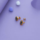 Indigo Mandala Gold Polish 925 Silver Traditional Women Earring