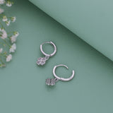Floral Dazzle 18K Rose Gold Polish Silver Hoop Earrings