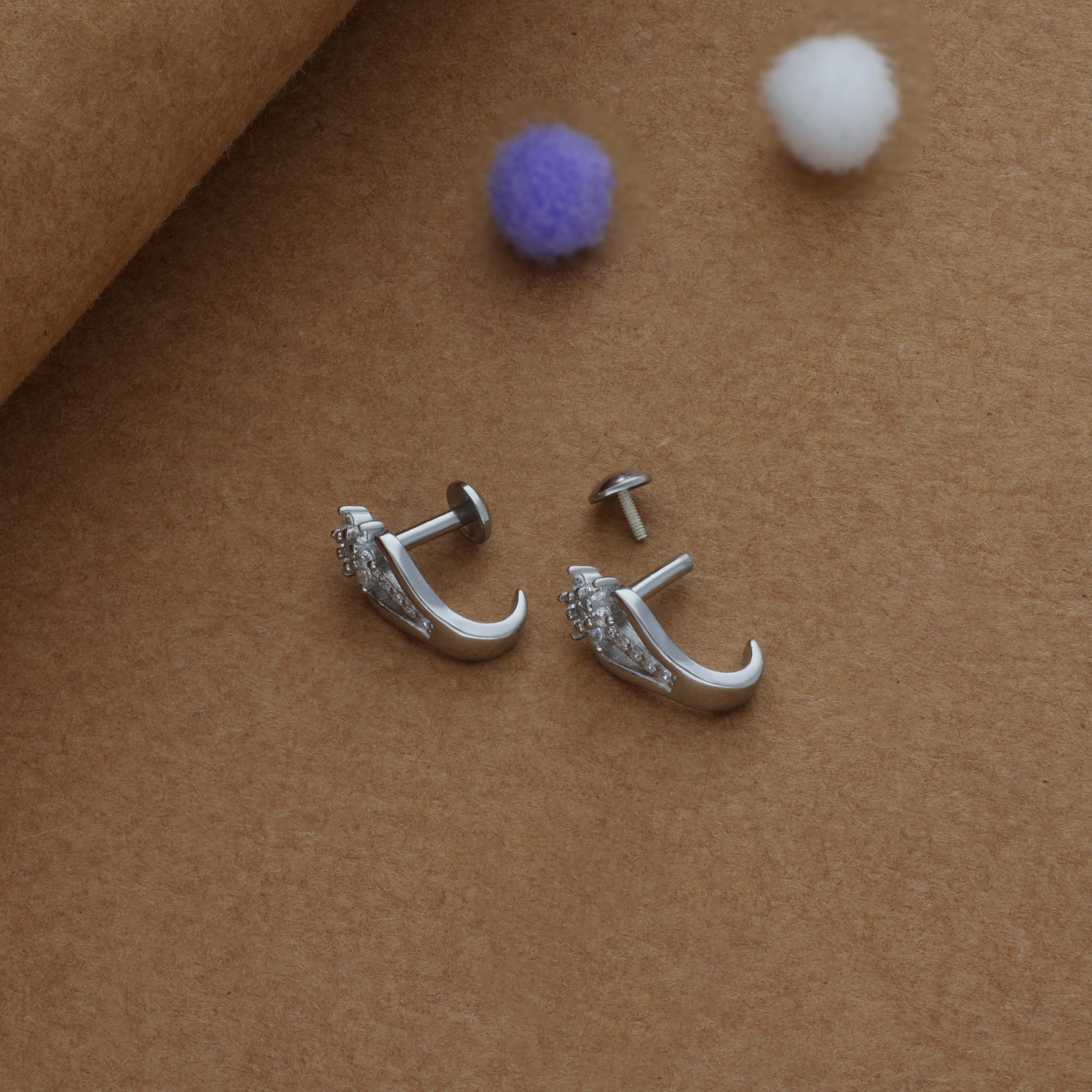Fluidity 925 Silver J Type Earring