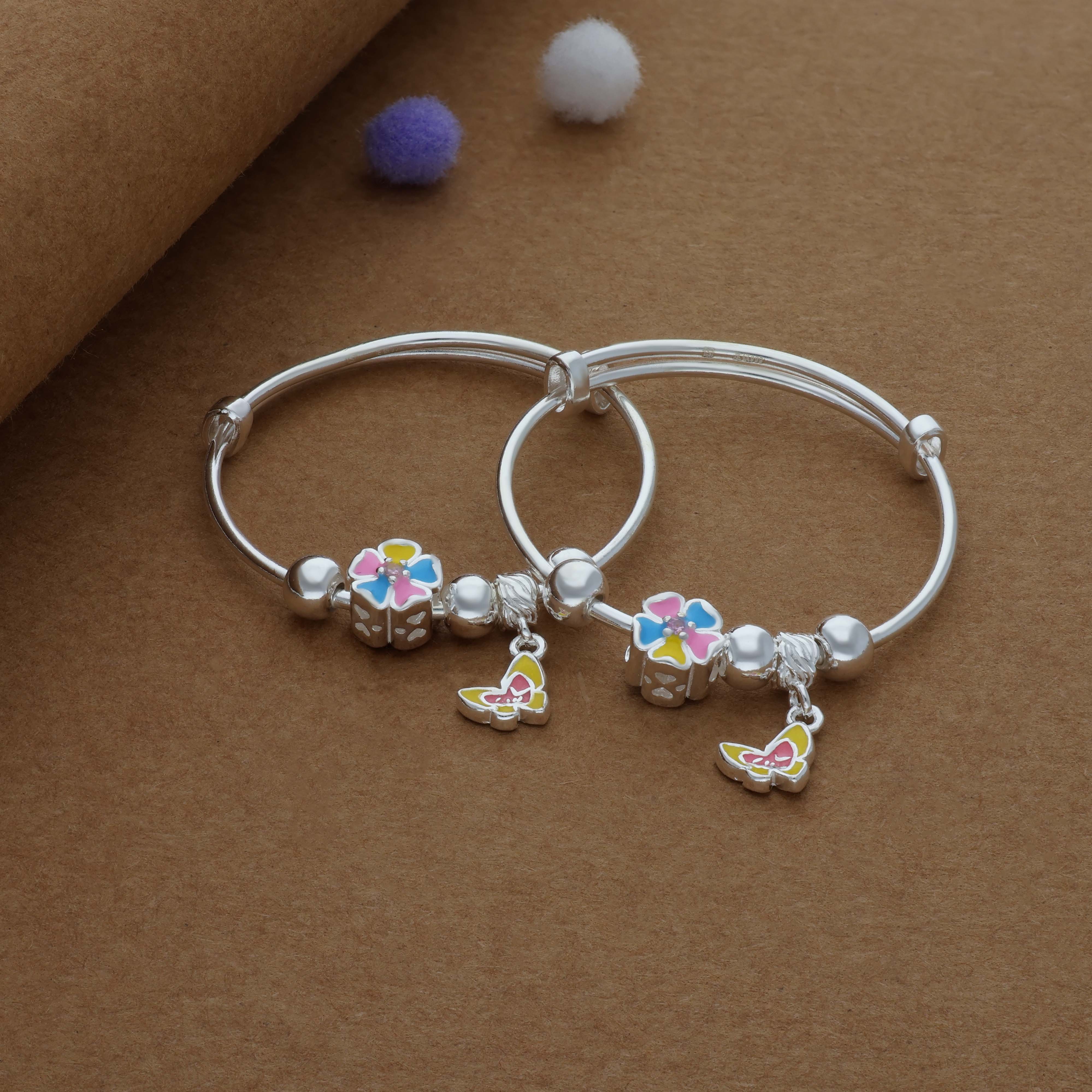 Dreamy Butterfly Charm 999 Silver Kids Bangles (0-5 Yrs)
