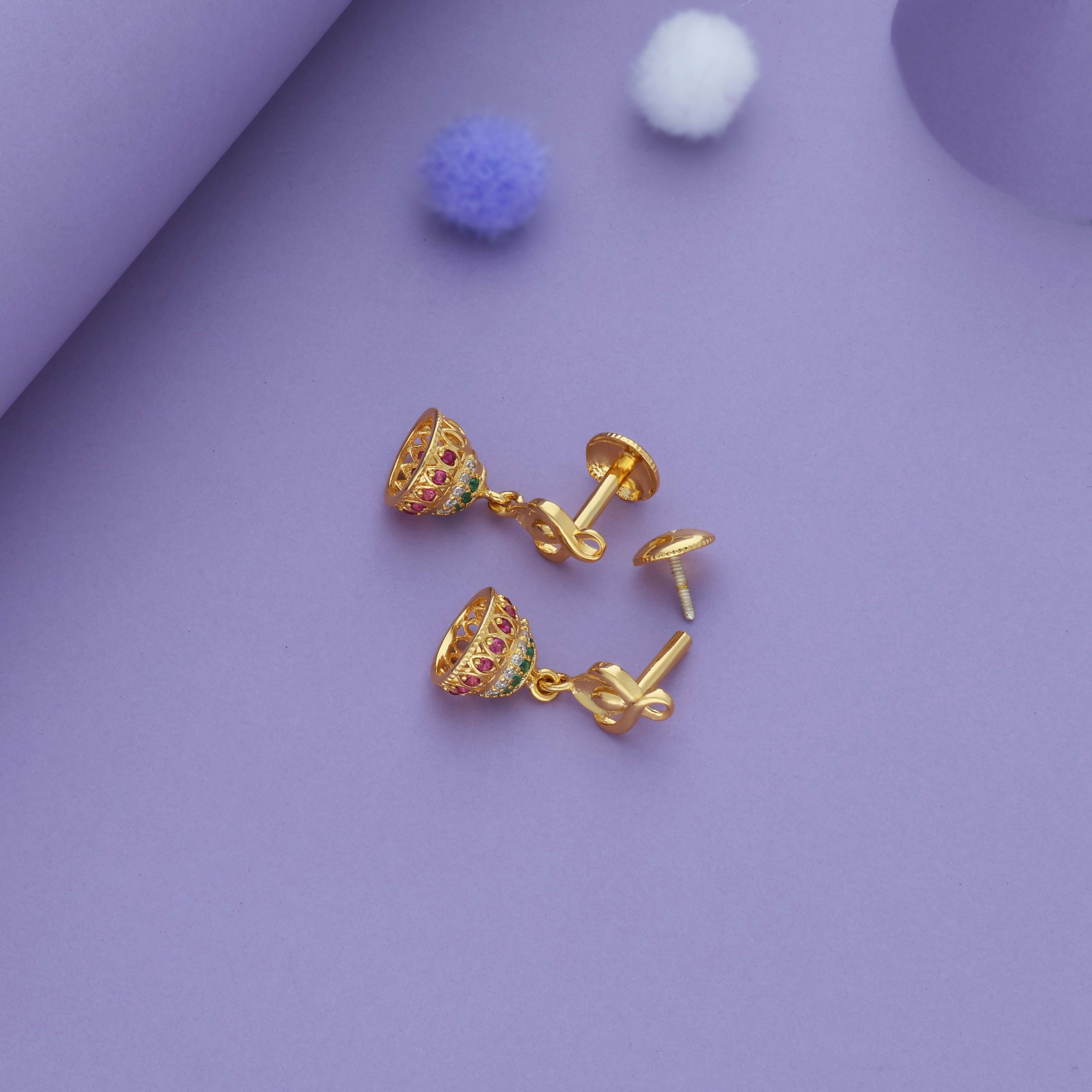 Panchavarnam Gold Polish 925 Silver Jhumka