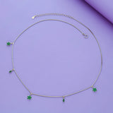 Lucky Clover Charm 925 Silver Chain Necklace