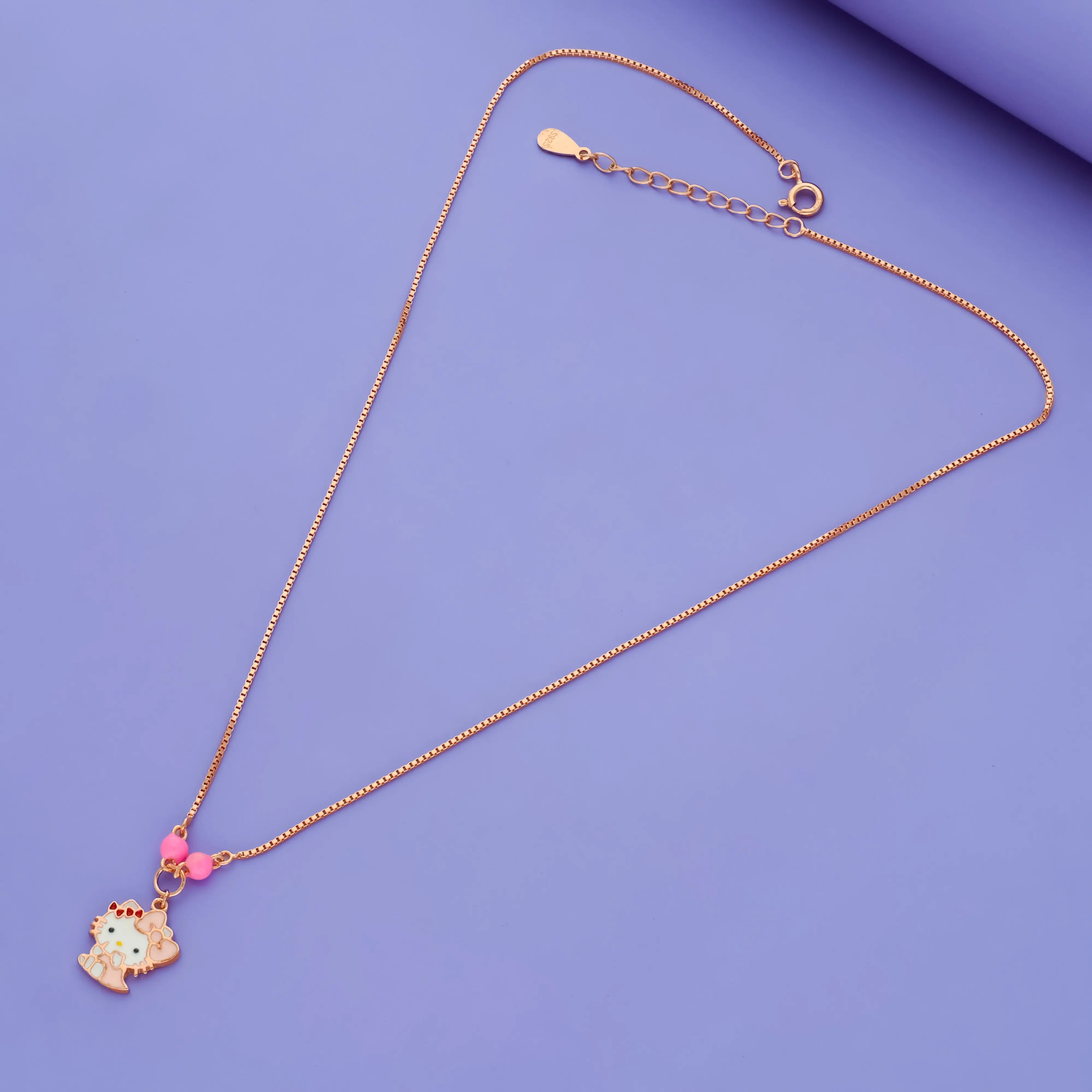 925 Silver Cute Kitty Bow Pendant for Baby Girls
