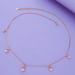 Rose Gold Plated 925 Silver Crystal Circle Charm Necklace
