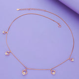 Rose Gold Plated 925 Silver Crystal Circle Charm Necklace