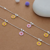Sunset Bloom Silver Anklet(3-6 Yrs)