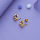 Blossom Glint Gold Polish 925 Silver J Type Earring