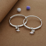 HappyNest Silver Kid Bangles (0-5 Yrs) | 999 Hallmark | Adjustable | Lightweight