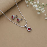 Blushing Red Silver Pendant Set for Women & Teen