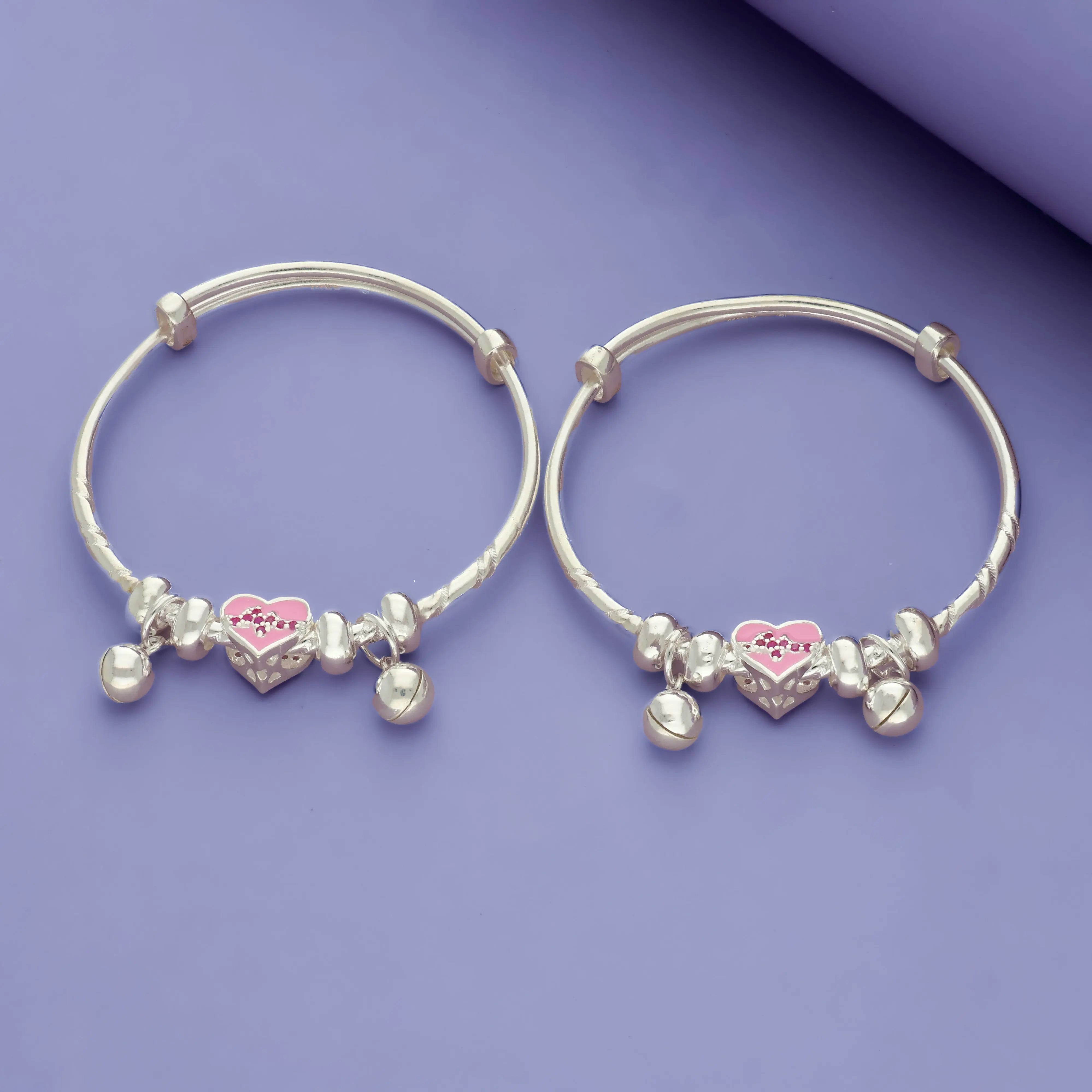 Glimmer Heart 925 Sterling Silver Kid Bangles