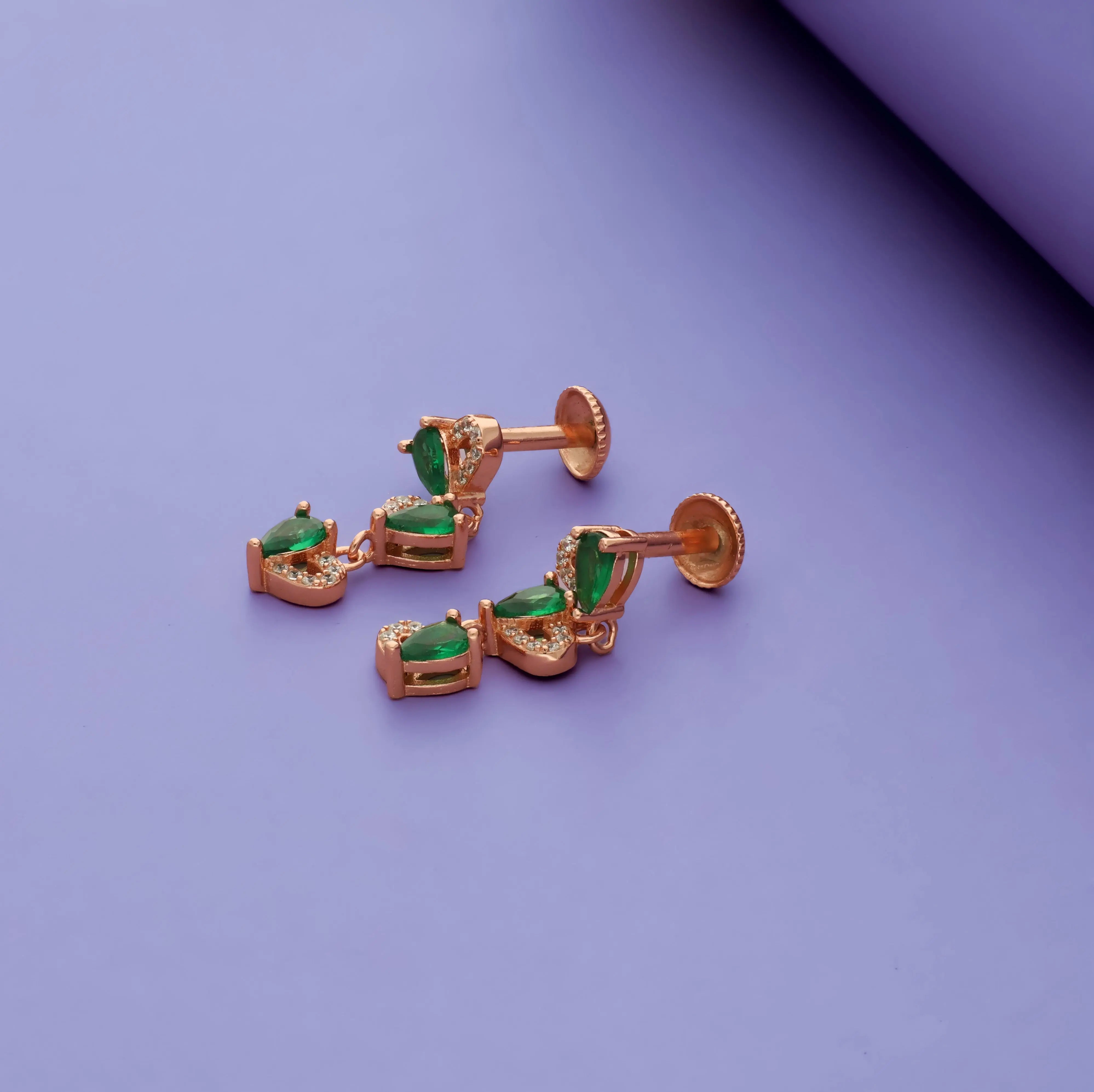 Emerald Love 925 Silver Drop Earrings