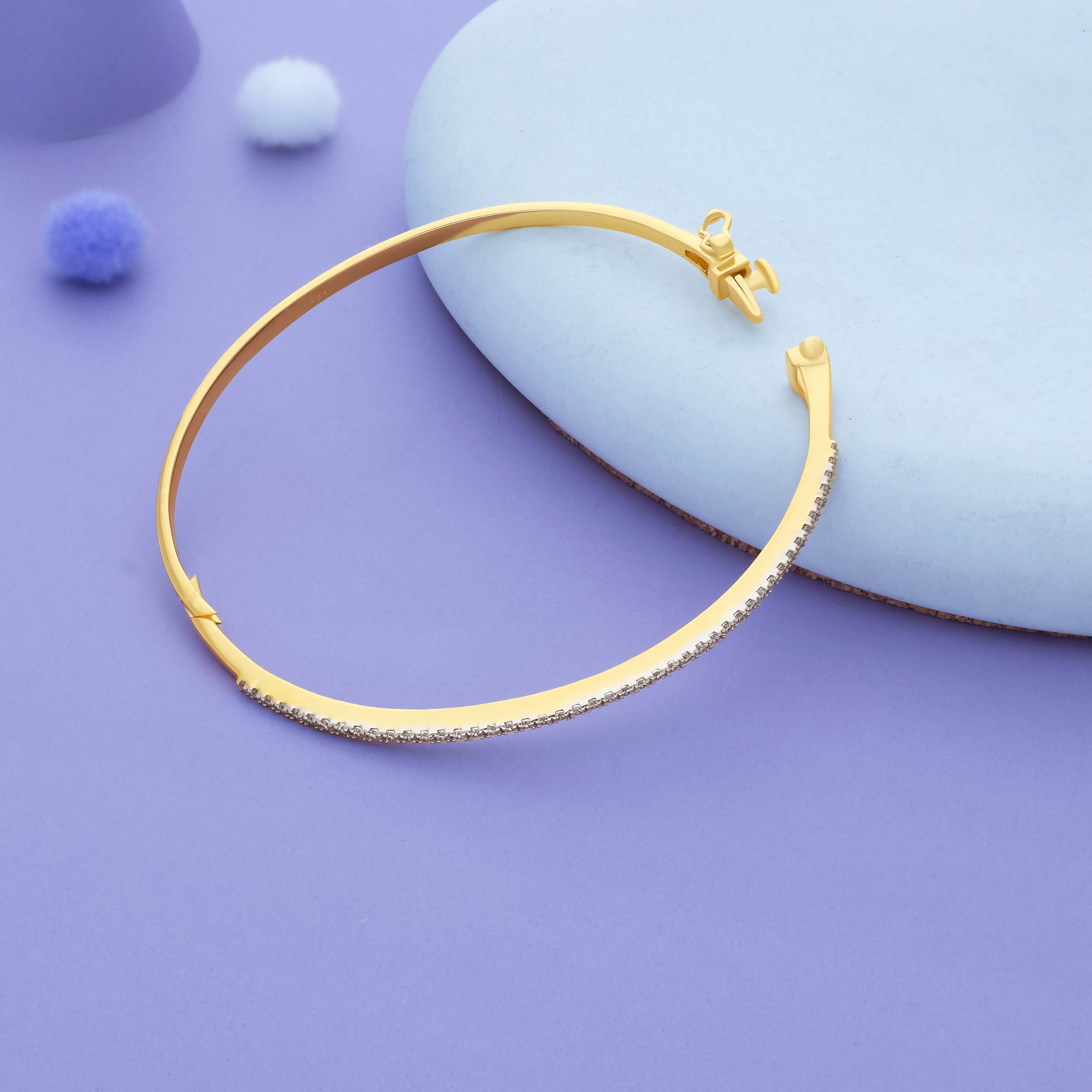 Crystal Line Gold Polish 925 Silver Kada