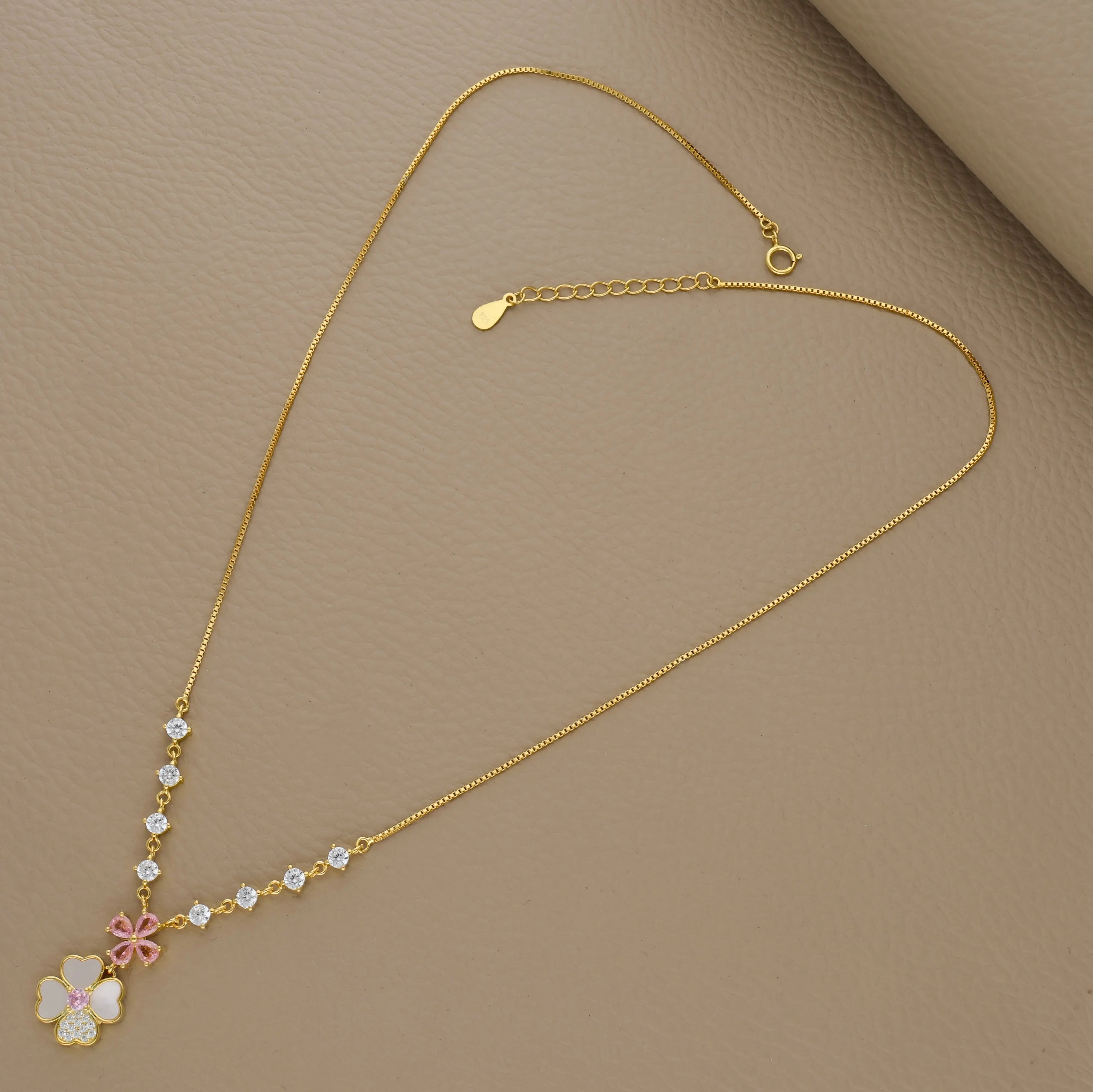 925 Silver Floral Charm Necklace