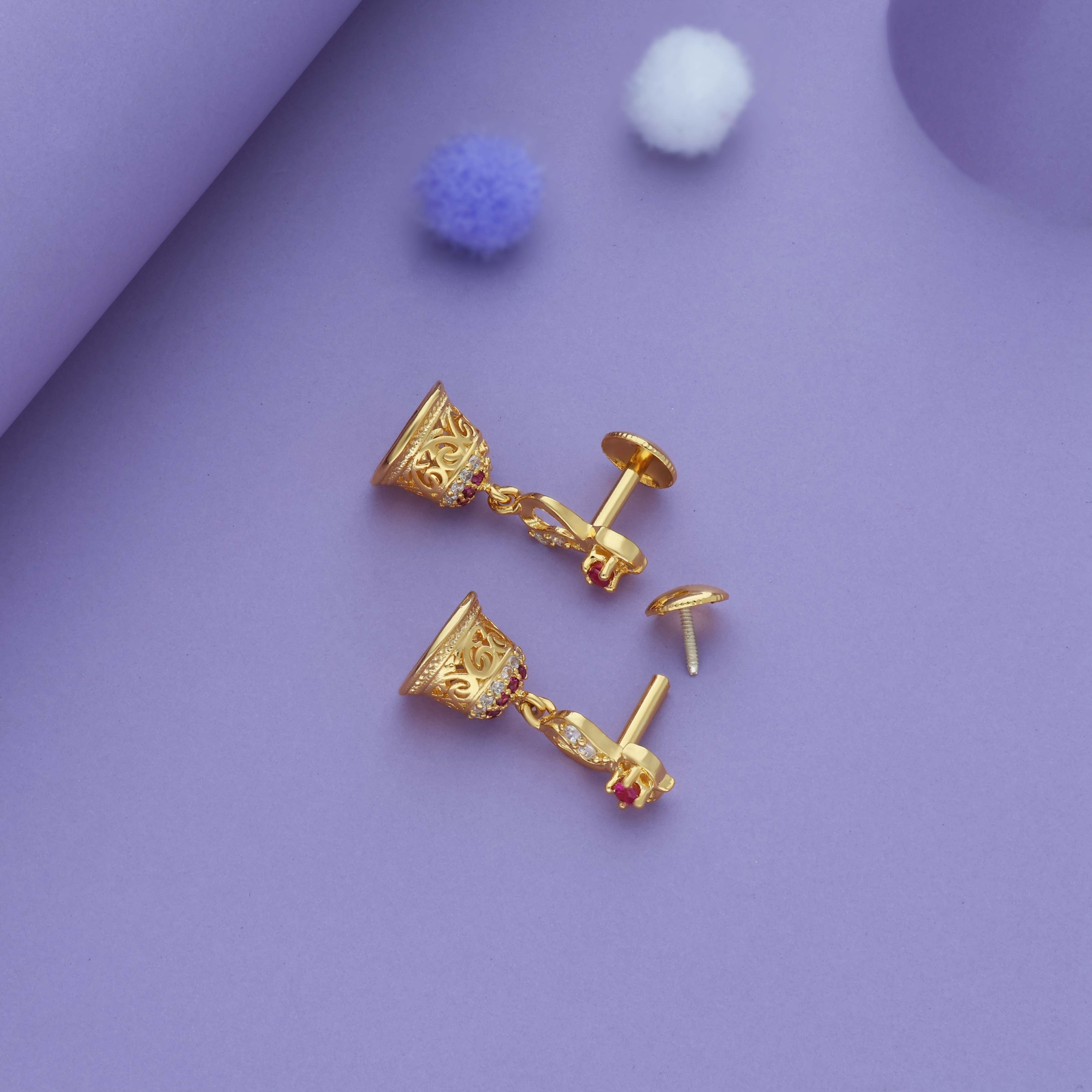 Chettinadu Mani Gold Polish 925 Silver Jhumka