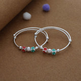 Color Pop Flower Silver Kids Bangles (0-5 Years) | 925 Hallmark | Daily Wear Gift for Kids