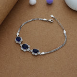Blue Majesty Minimal and Chain 925 Silver Bracelet
