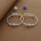Pastel Pop Silver Kid Bangles (0-5 Yrs) | 925 Hallmark | Adjustable | Lightweight