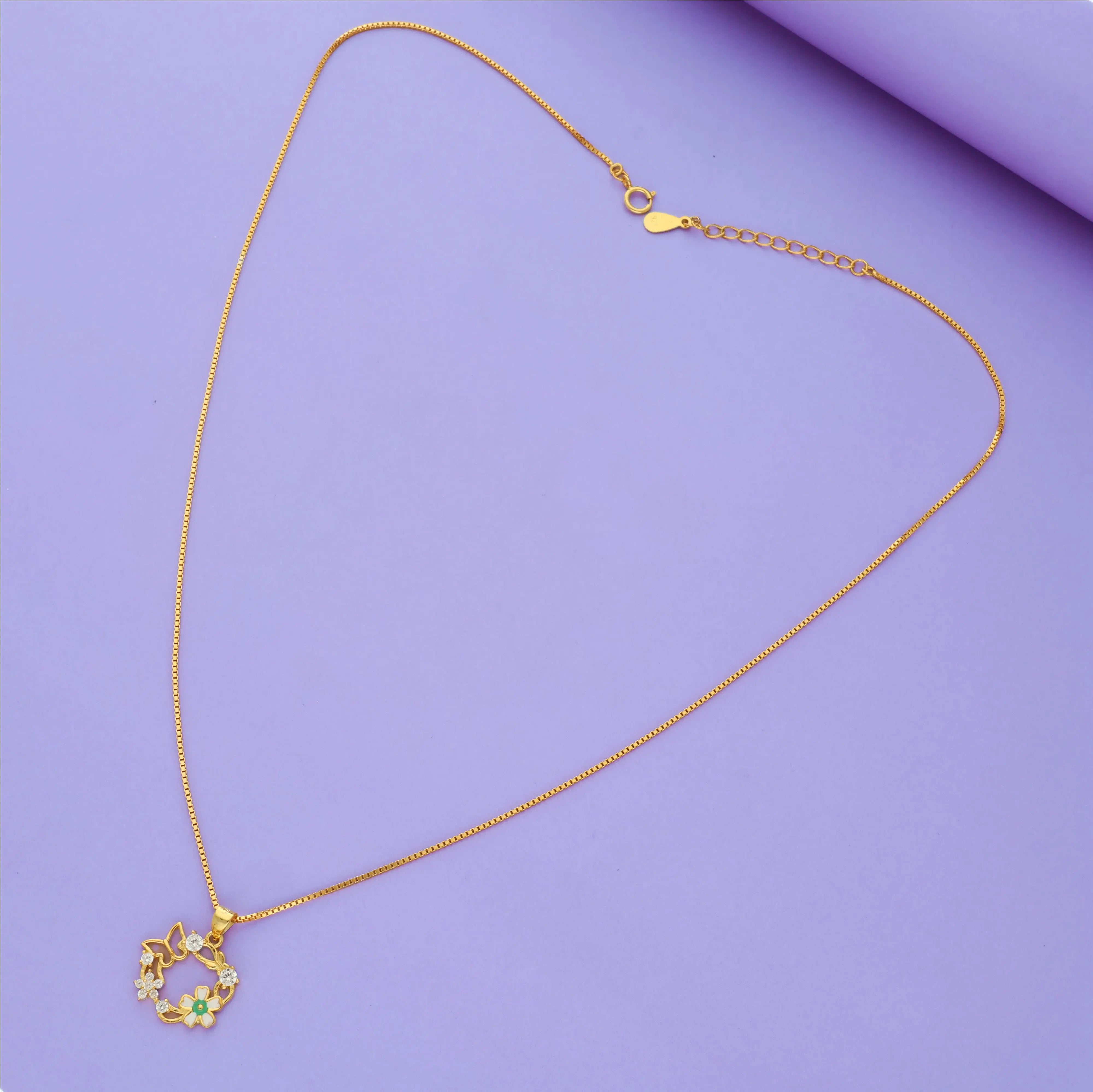 Floral Heart 925 Silver Chain Necklace