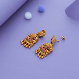 Devi Peacock Charm 925 Gold Polish Traditional Jhumka