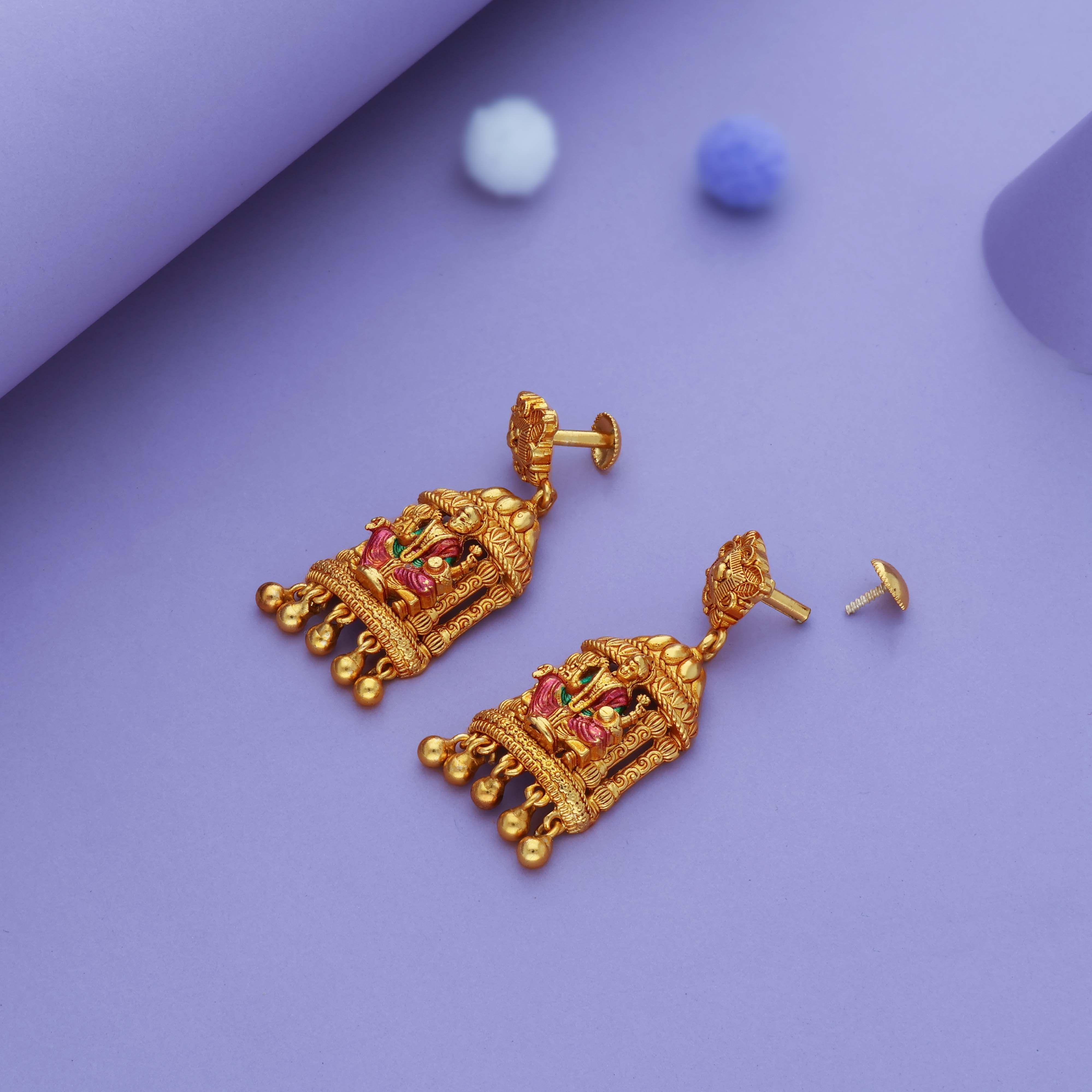 Vaishnavi Devi 925 Gold Polish Traditional Jhumka