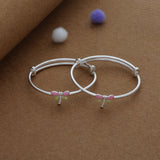 Pink Butterfly Bloom Silver Kids Bangles (0-5 Years) | 925 Hallmark | Daily Wear Gift for Kids