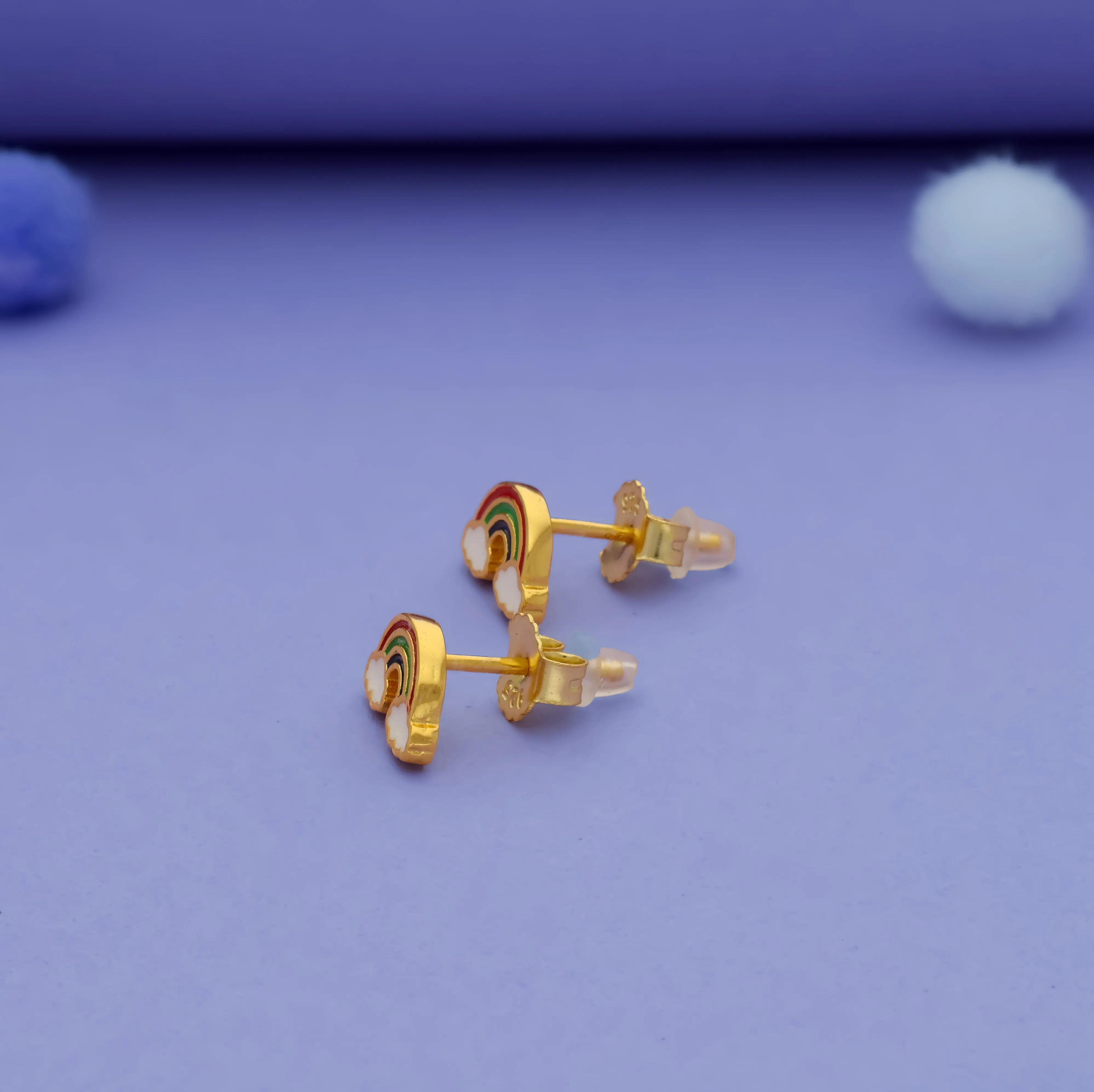 925 Sterling Silver Cloudly Rainbow Studs for Kids (3+ Yrs)