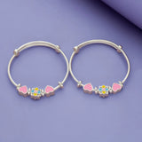 Heart & Bloom Charm 925 Silver Kid Bangles
