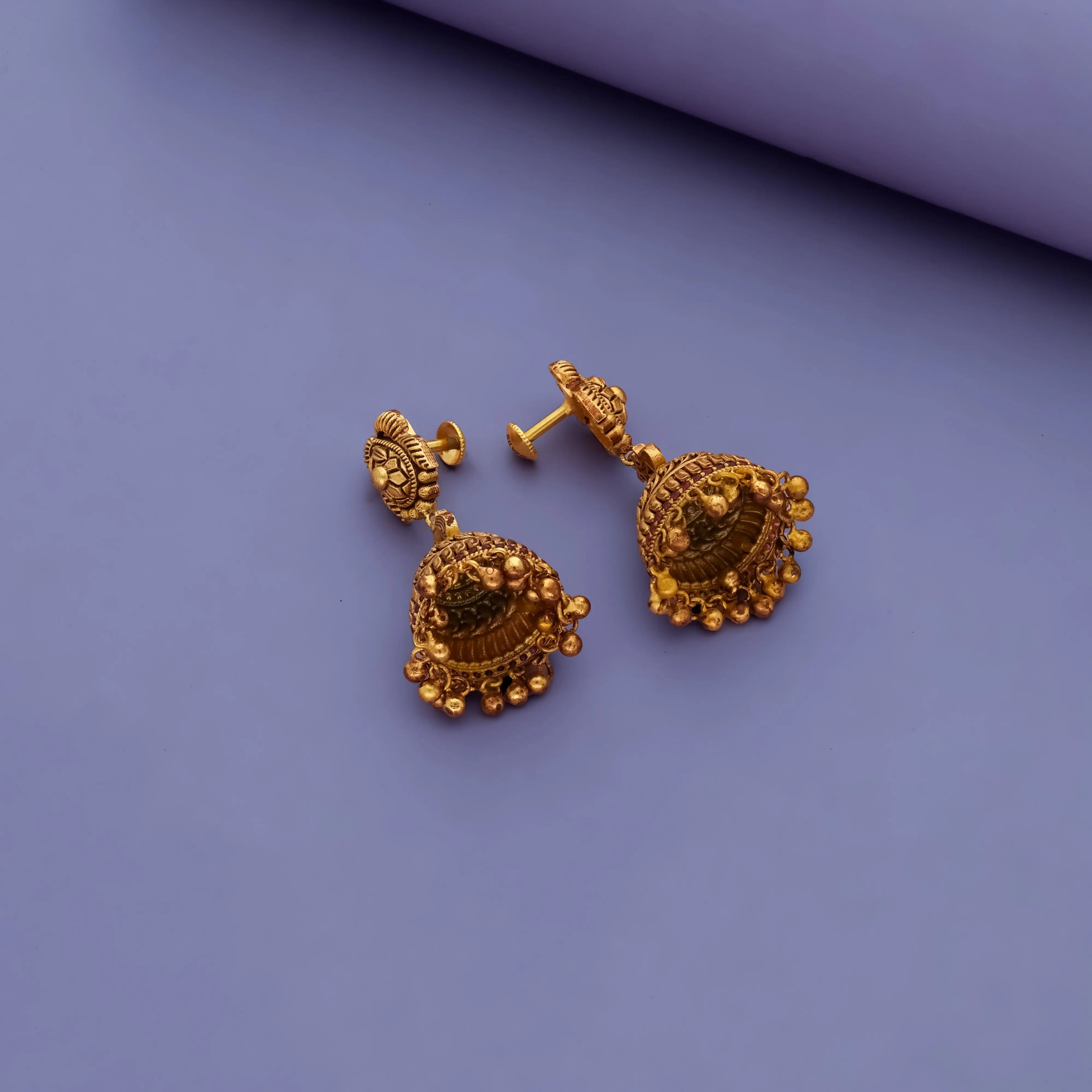 925 Silver Kamala Mayura Kempu Jhumkas