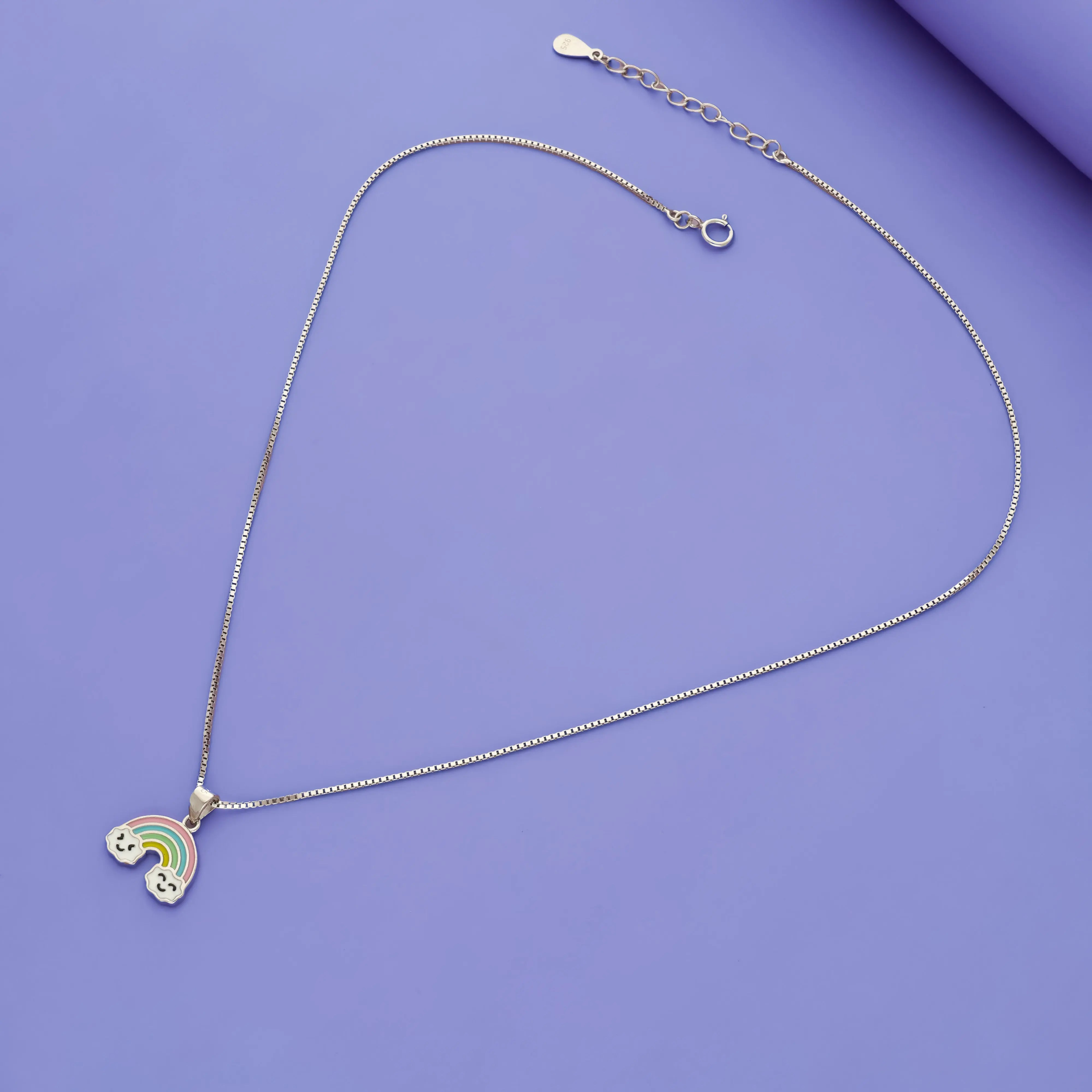 925 Silver Cloudy Rainbow Charm Kids Pendant