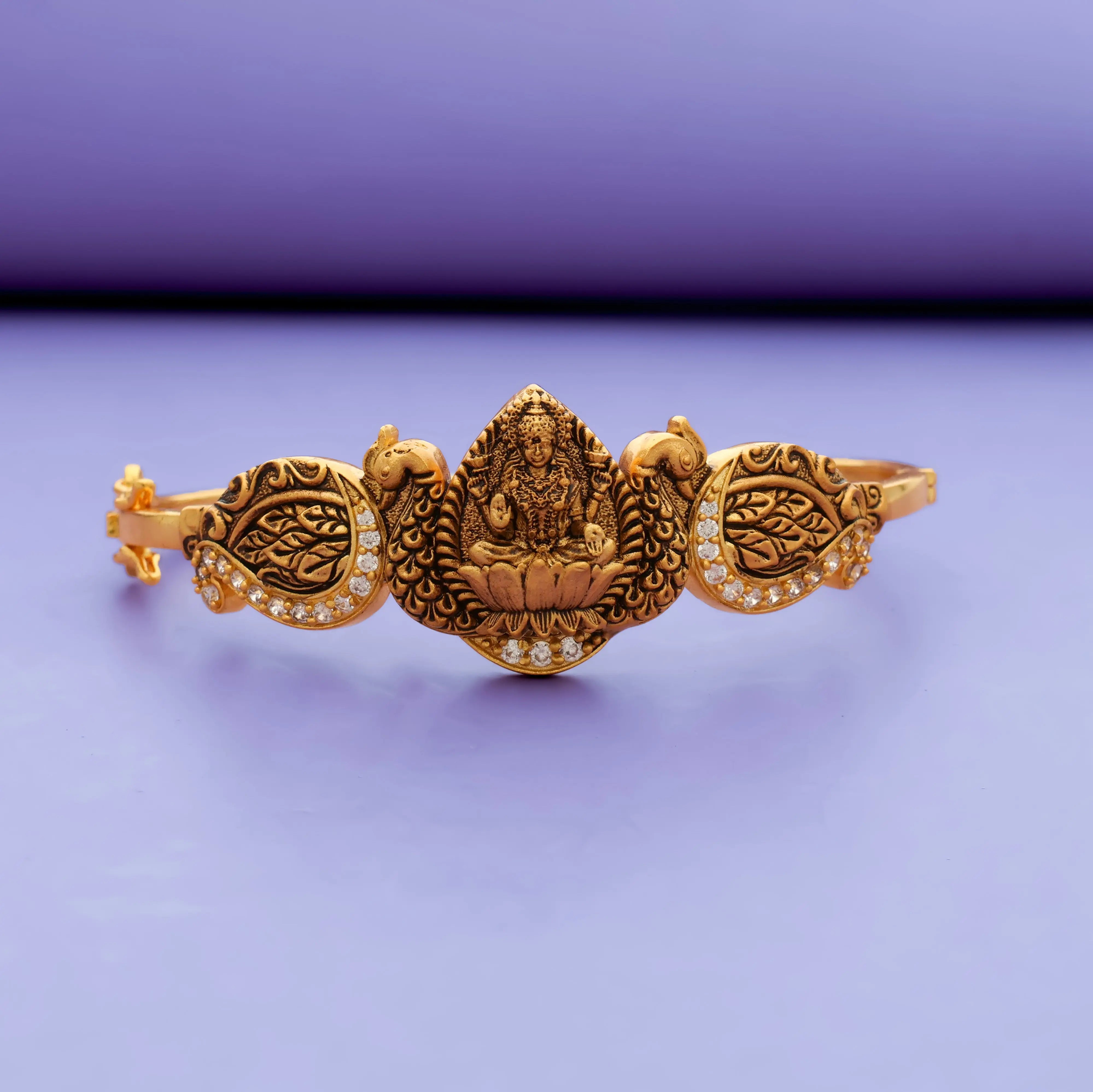 Kamalika Lakshmi Peacock 925 Silver Bracelet kada
