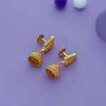 925 Silver Gold Polish Leaf Design Jhumka Earrings
