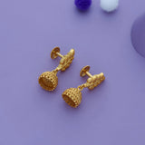 925 Silver Gold Polish Leaf Design Jhumka Earrings