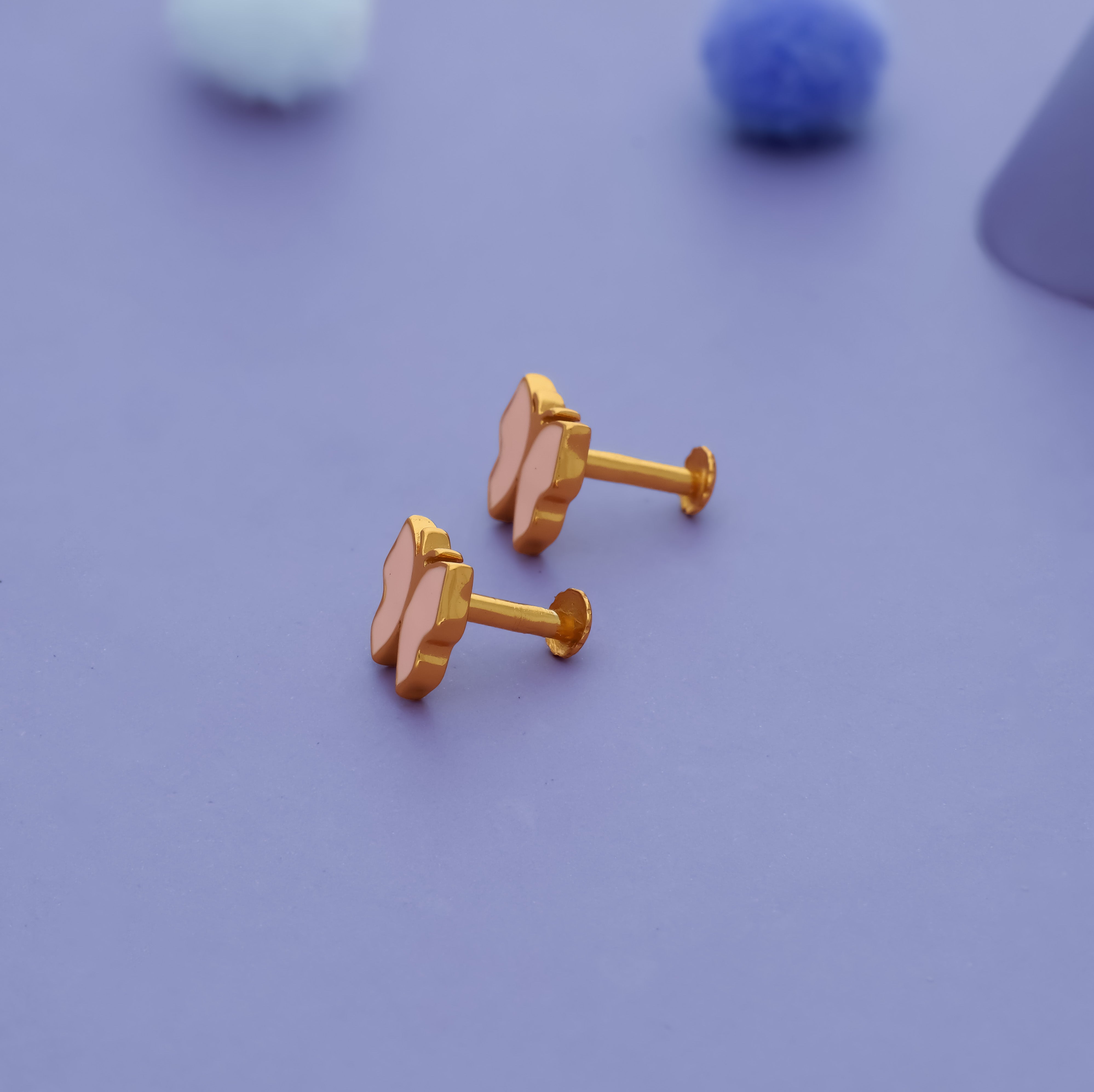 Blush Pink Butterfly 925 Sterling Silver Kids Stud (3+ Yrs)
