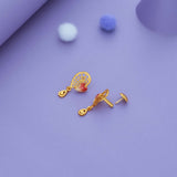 Crimson Heart Gold Polish 925 Silver Drop Earring