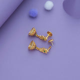 Dual Stone Anika Flower Gold Polish 925 Silver Jhumka