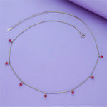 925 Silver Red Heart Charm Chain Necklace
