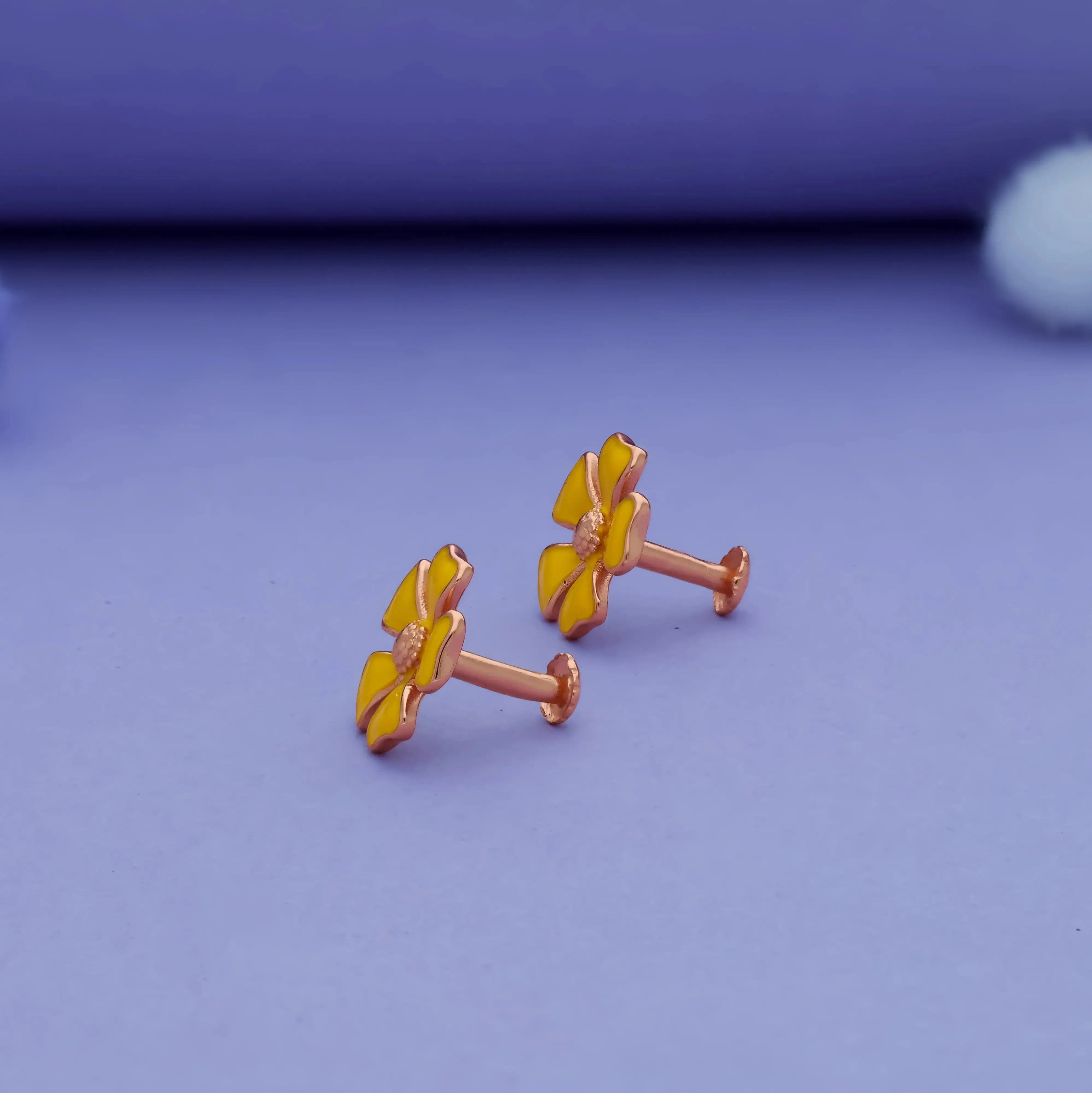 925 Sterling Silver Earrings for Baby Girl with Flower Design