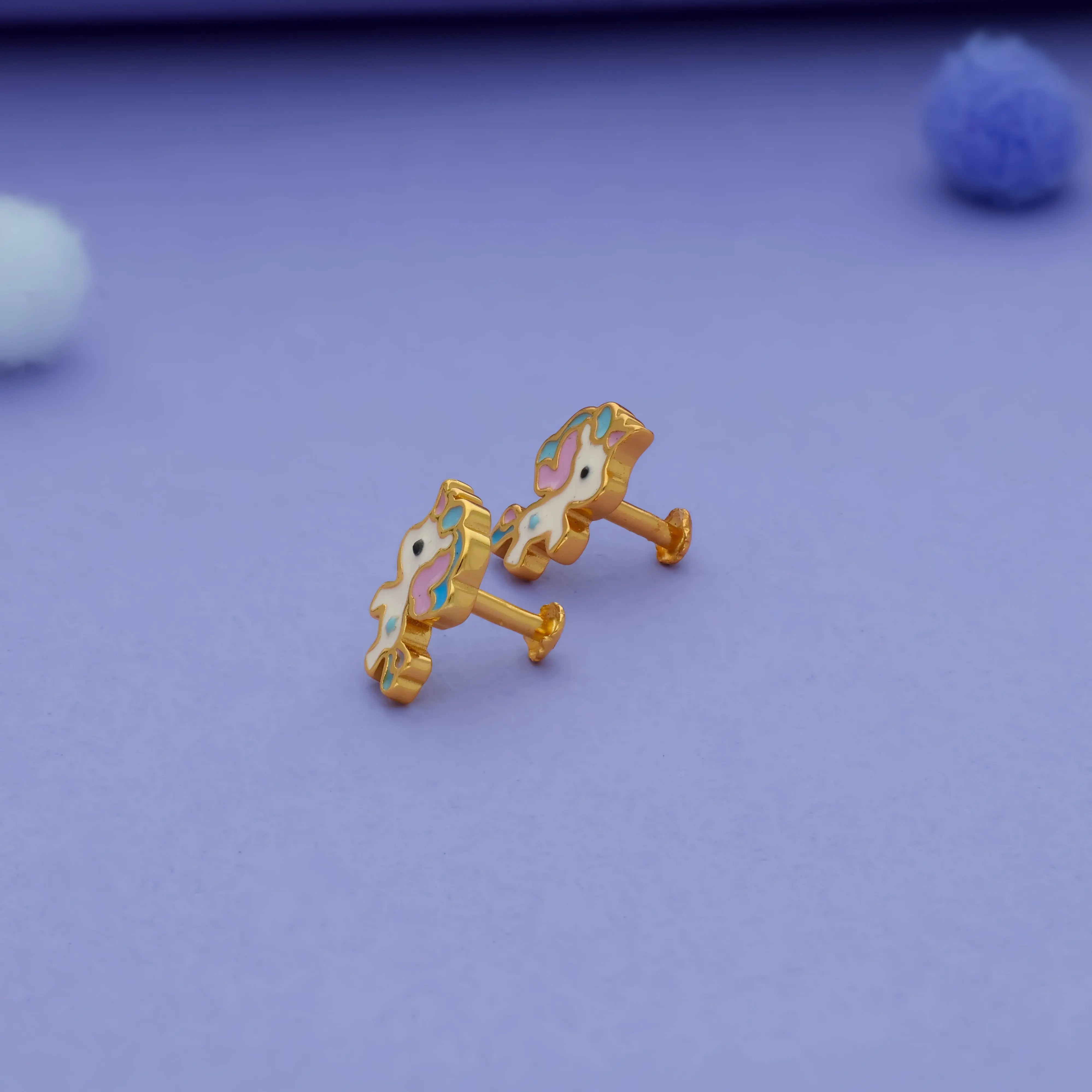 925 Silver Hypoallergenic Unicorn Horse Studs For Kids