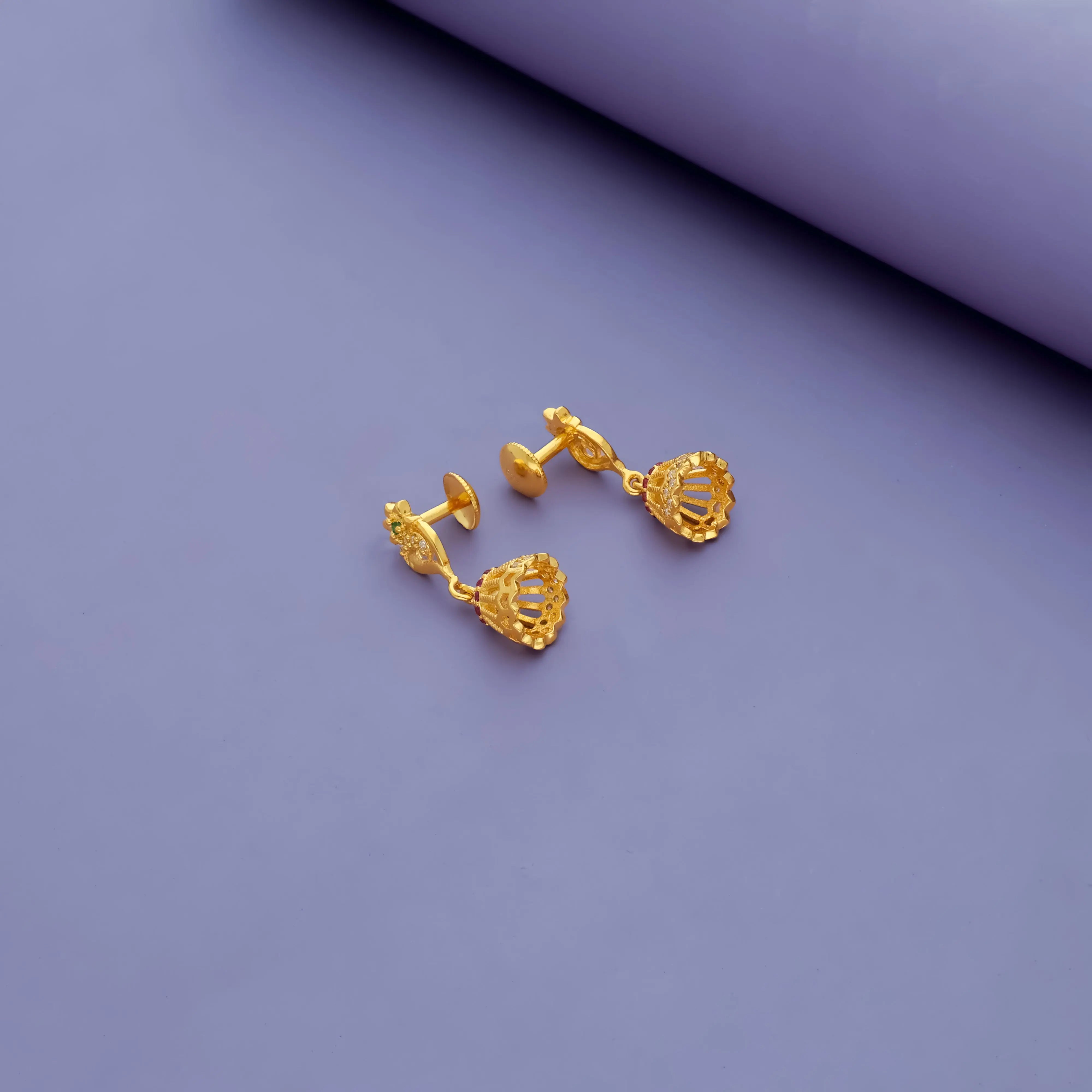 Chota Mayur Gold Polish 925 Silver Jhumkas