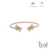 Classic Pastel Green Butterfly 925 Rose Gold Polish Women Silver Kada