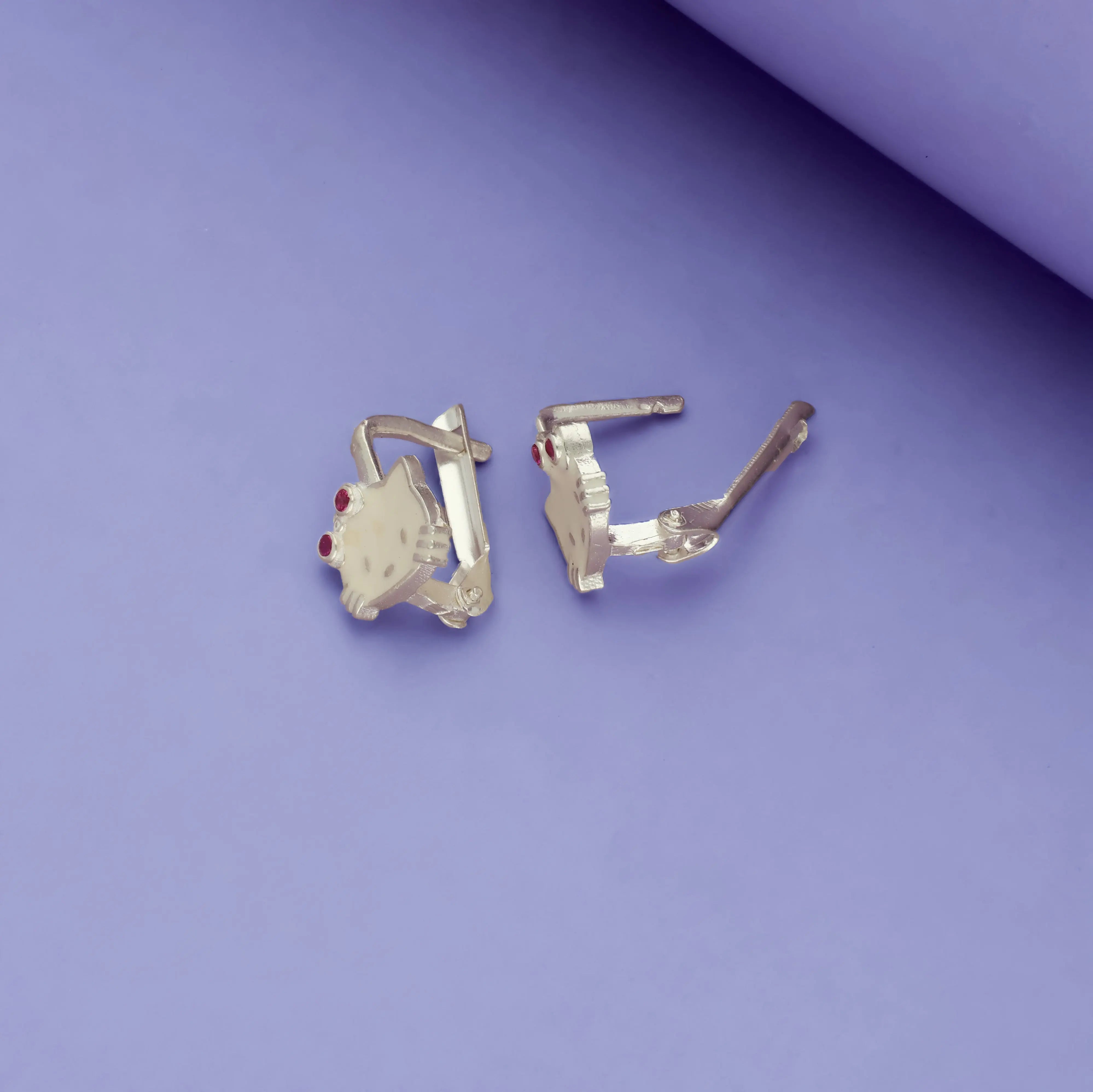 Kitty Bow 925 Silver Kid Hoop Earring (3+ Yrs)