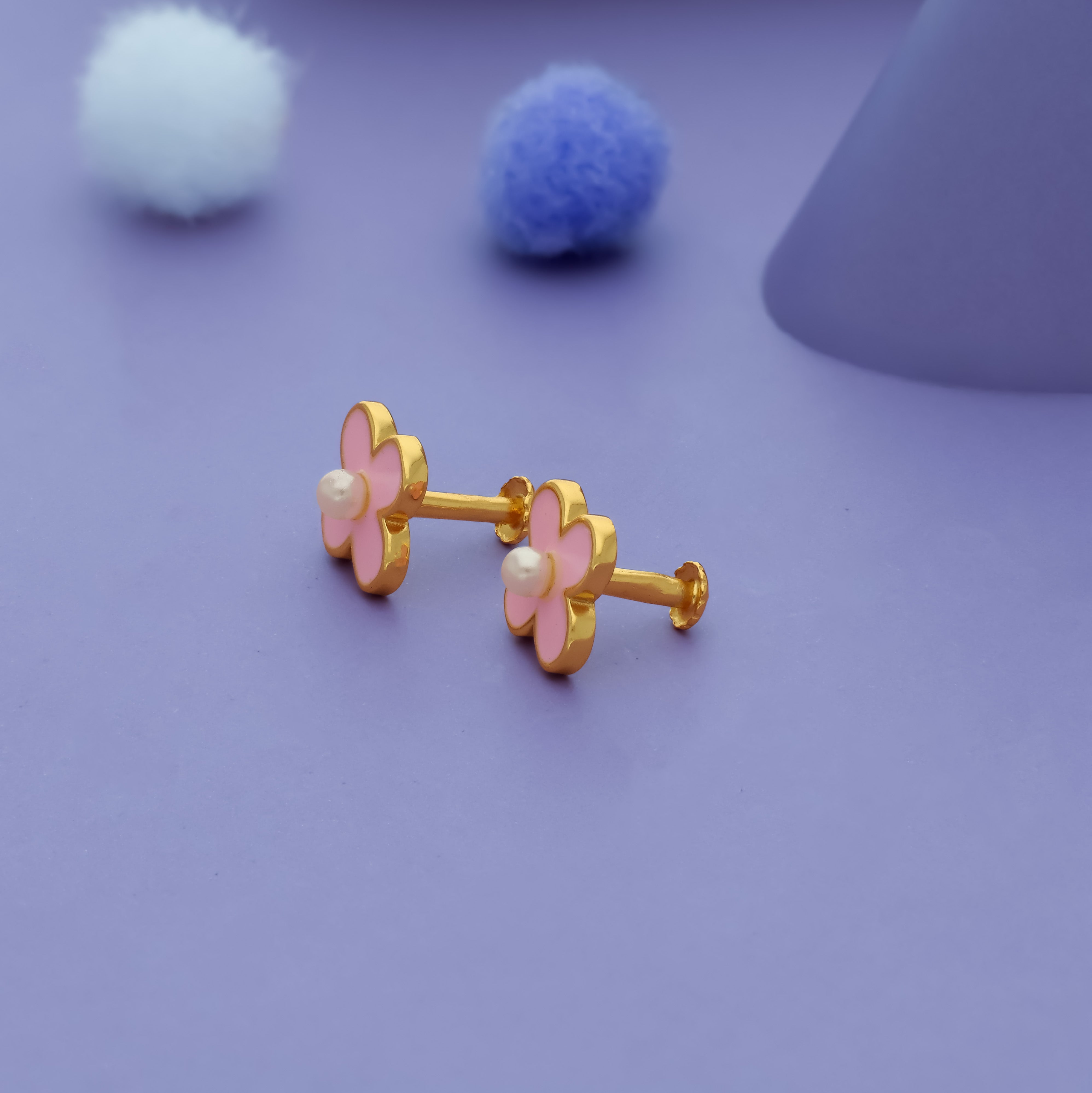 Sweet Pink Flower 925 Silver Kids Studs (3+ Yrs)