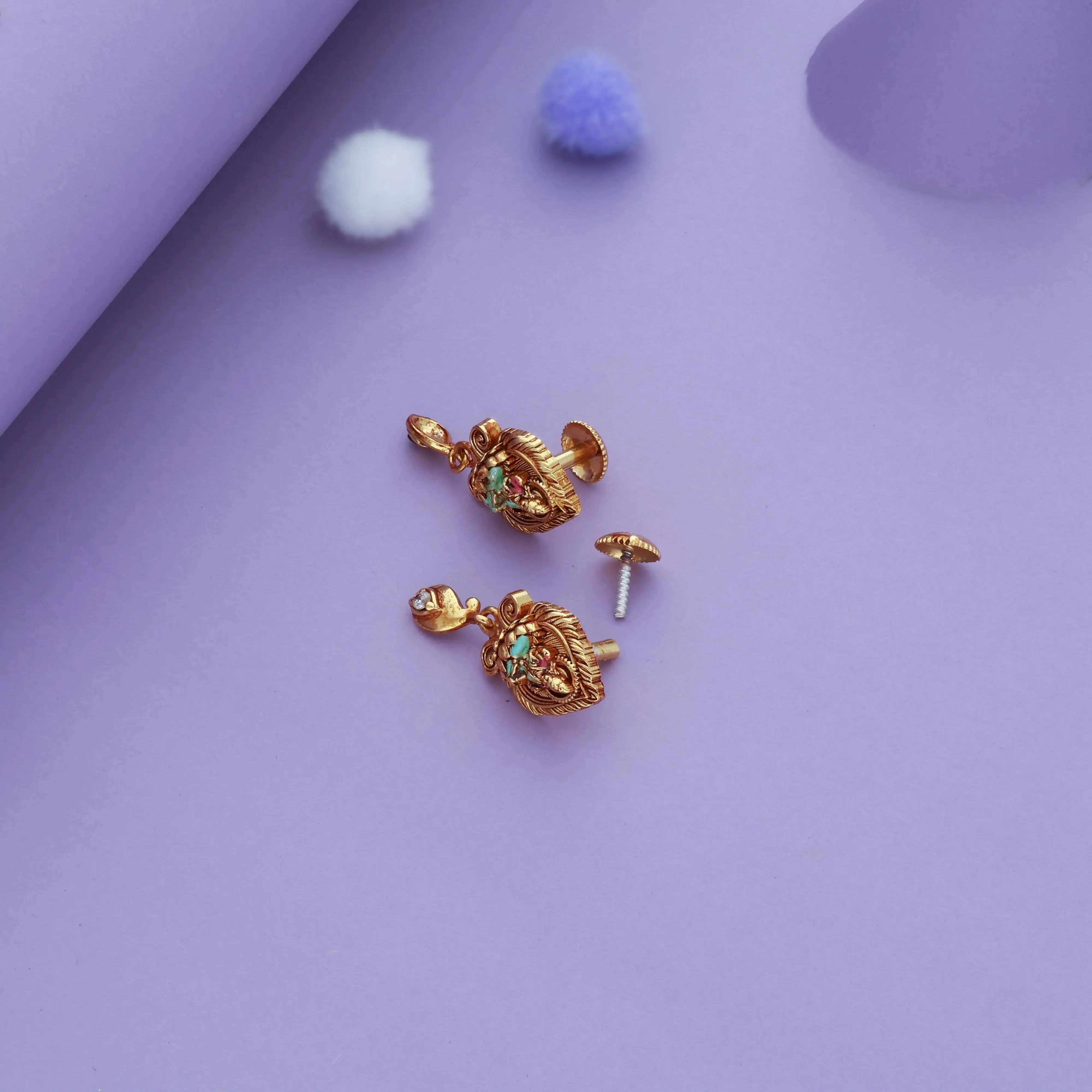 Vara Lakshmi Traditional 925 Gold Polish Silver Earring